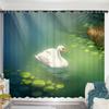 2Panel Swan Lake Swan Curtain Custom Curtains Simple Modern Bedroom Living Room Window Semi-blackout Short Curtain Grommet Top