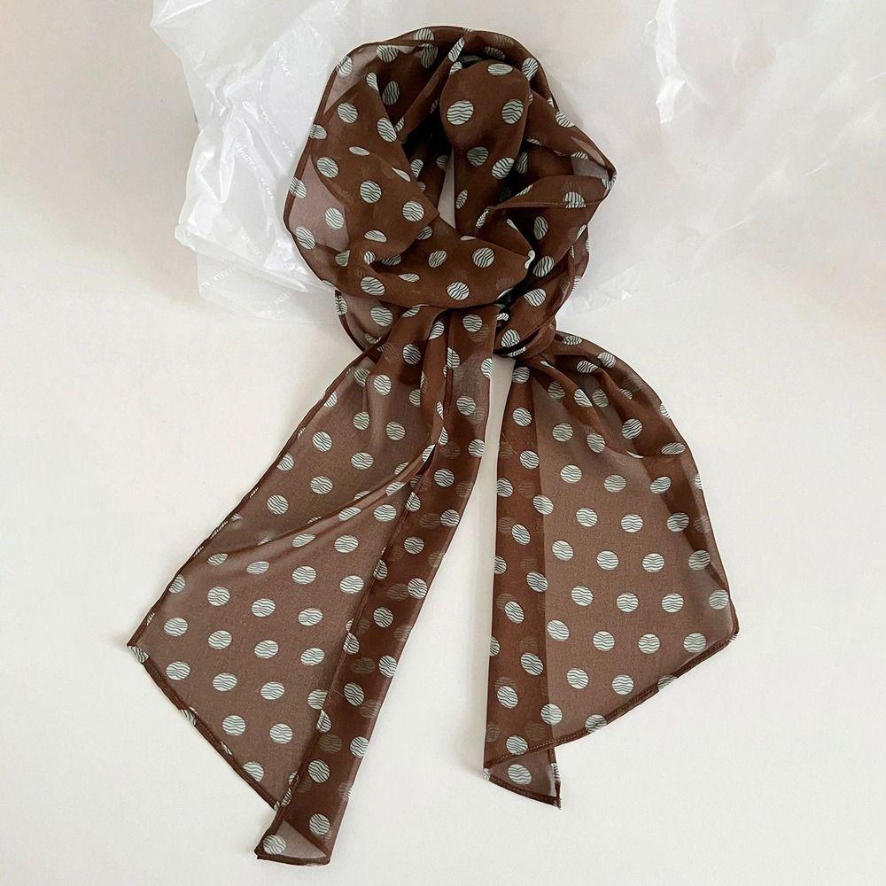 Elegant Dot Print Women Scarf Decorative Thin Chiffon Scarf Multifunctional Neck Scarf For Spring Summer Autumn