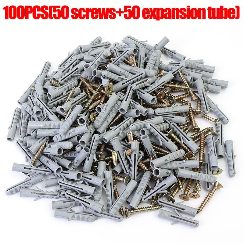 Plastic Expansion Tube Wall Anchors Fasteners Self-tapping Screw Pipe Drilling Plug Concrete Wall Plug Anchor Fasteners Bolt Kit