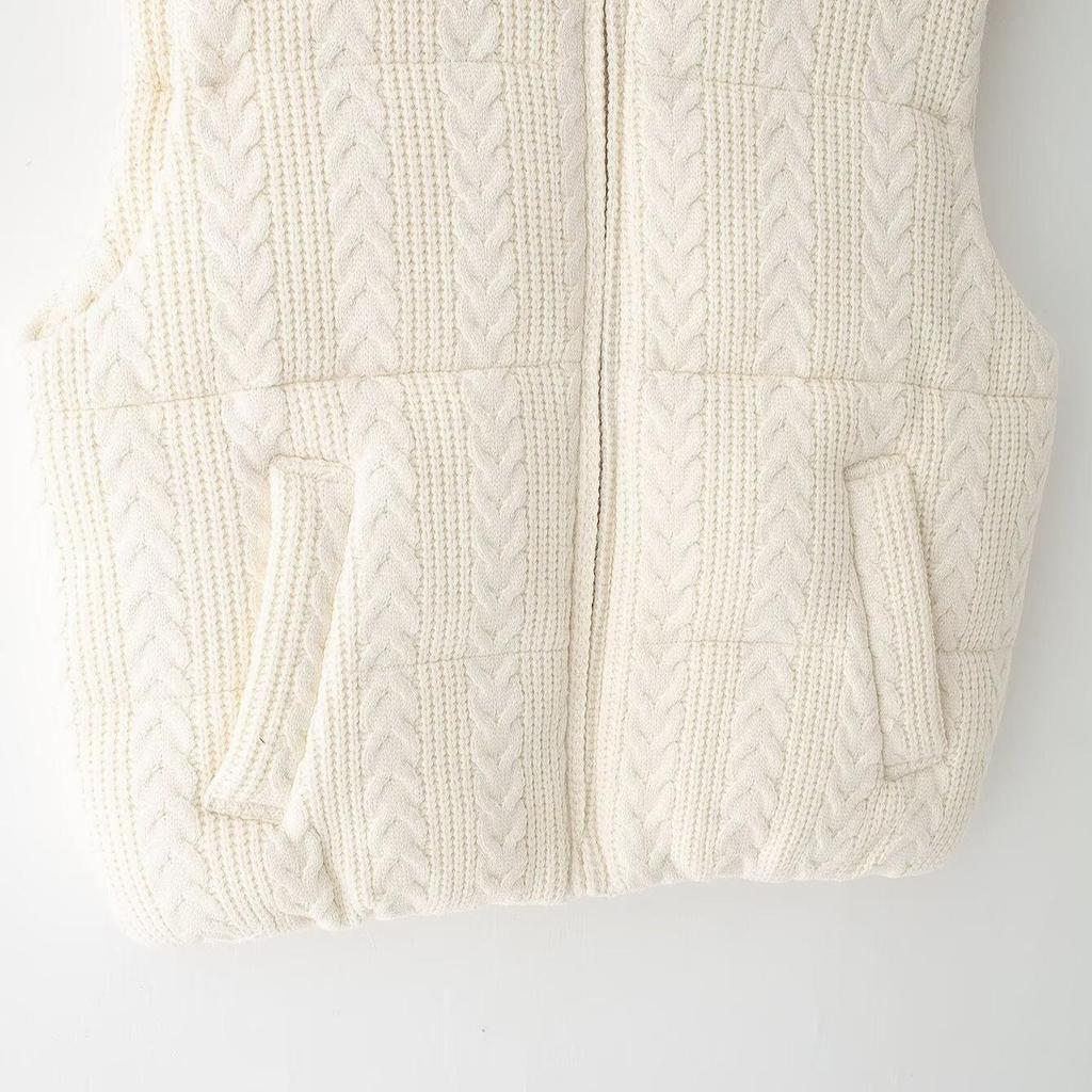 Chaleco de Algodón de Punto con Cuello Alto para Mujer Otoño/Invierno 2024 Moda Urbana - Estilo Europeo y Americano.