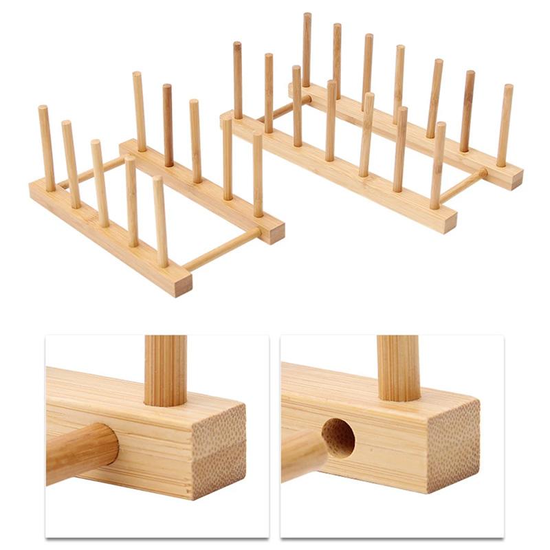 1Pc Kitchen DIY Holder 2/3/4/5/6/7/8 Grids Drainer Wooden Display Stand Drying Shelf Dinnerware