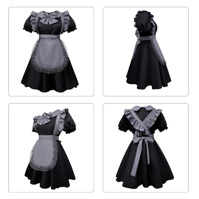 Womens Cosplay Costume Evening Dress Sweet Girl Outfits Cosplay Maid Dress Gothic Fancy Dress Maid Costume Set