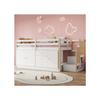 Elevated Children's Bed with Stairs, with Drawers, with 2 Storage Cabinets and Hangers, Without Mattress, White 90*200