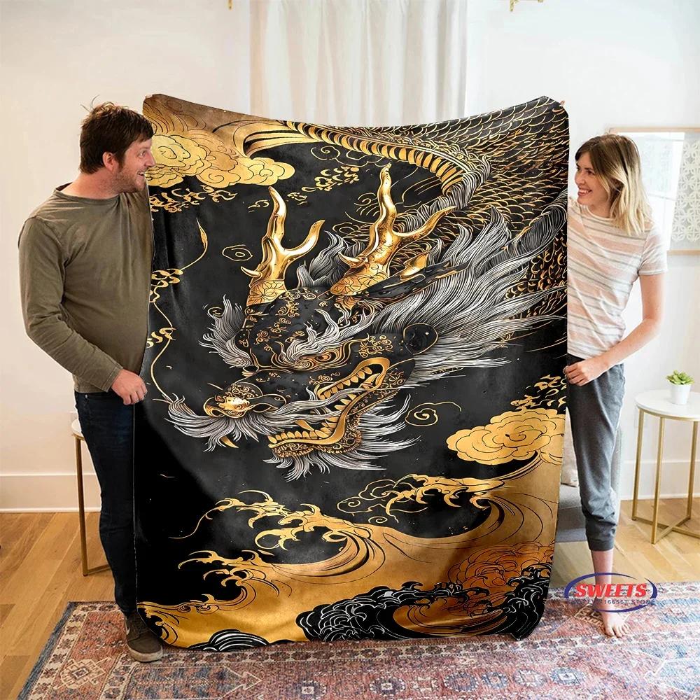 6 Size The Warm and Comfortable Dragon Soft Blanket, Suitable for Living Room,Room Sofa Available in All Seasons,Gift for Friend