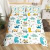 Dinosaur Duvet Cover Set Queen Twin Size,3Pcs Cartoon Dino Print Bedding Set for Kids Boys Room,Soft Microfiber Comforter Cover