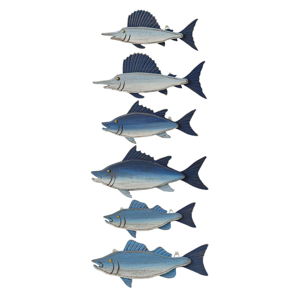 Hanging Fish Sculpture,Nursery Coastal Ornament Beach Theme Decor Nautical Wooden Wall Plaque for Ocean Theme Room Outside Hotel