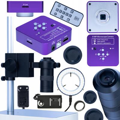 Rosfix Zestaw Mikroskopowy 4w1 – Kamera 51MP Z HDMI I USB | Obiektyw 100x | Oświetlacz 56xLED Z Regulacją Jasności