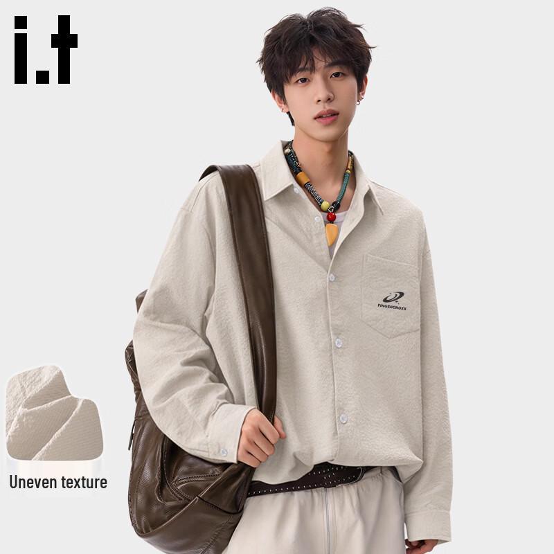 Fingercroxx Men s Korean Style Textured Long Sleeve Shirt 4XL
