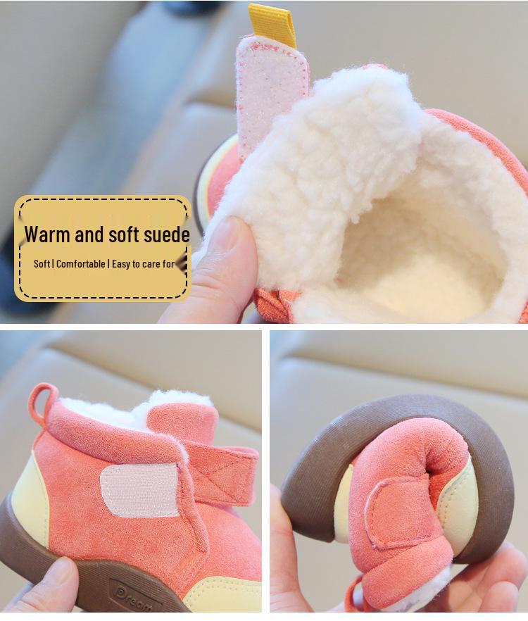 Velvet-Lined Winter Snow Boots for Infants, Soft Sole Non-Slip Shoes for Ages 1-4