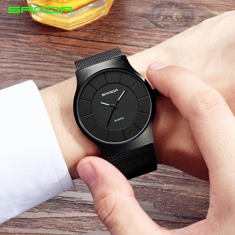 Sanda Unisex Blue Light Fashion Quartz Watch with Mesh Band