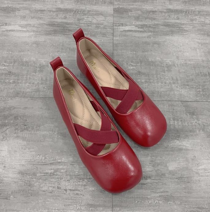 Fashion Flat Shoes for Women Spring and Autumn 2025 New Square Toe Bow Shallow Mouth Ballet Flat Shoes Plus Size Women's Shoes 41-43