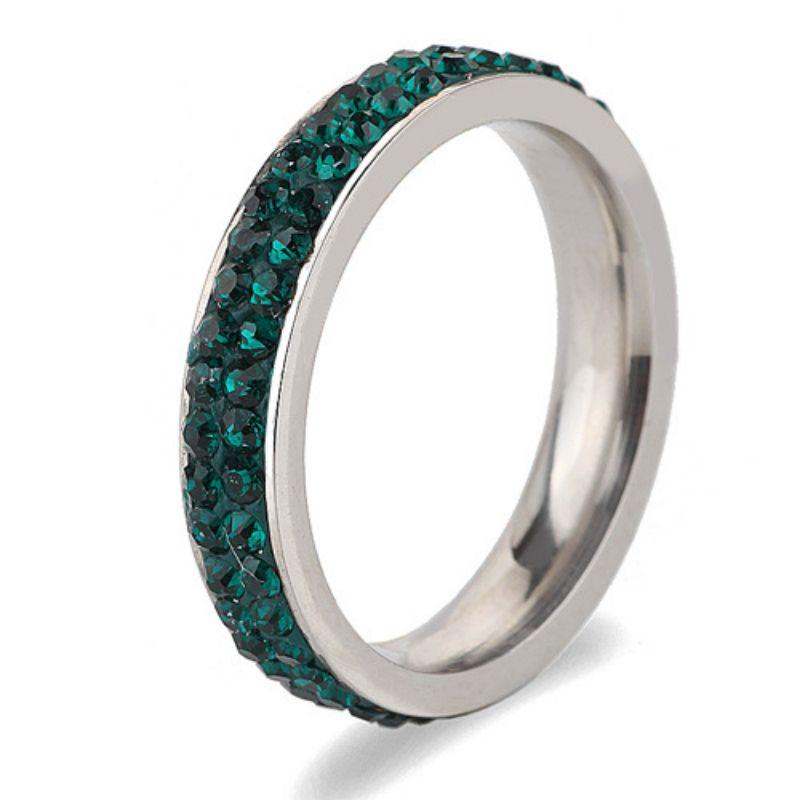 8mm Fashion Zircon Inlaid Gradient Ring for Women Men Stainless Steel Exquisite Ring Jewelry Party Birthday Gift Wholesale