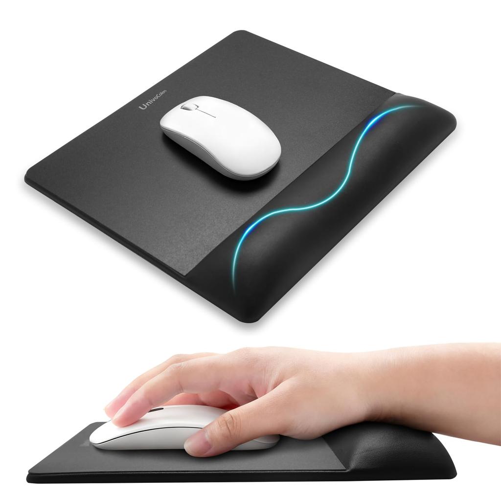 UnivoColors Wide Size Mouse Pad with Integrated Wrist Rest, Premium PU Material, Memory Foam Cushion, Ergonomic Design, Comfortable Wide Size, Smooth