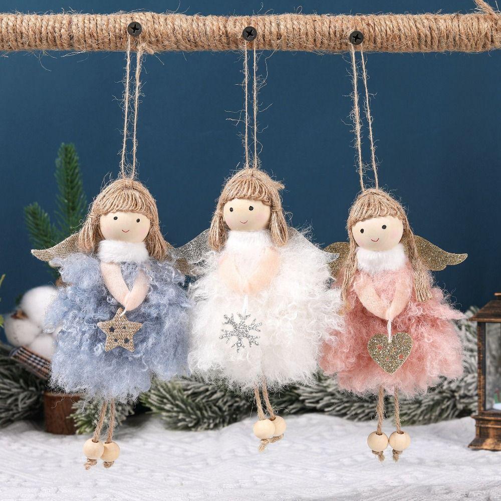 Handmade Christma Doll Ornaments Durable Xmas Angel Ornaments Funny Plush Angel Pendant  Home Decor