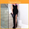 Women Sexy V-neck Dress Party Sequin Sleeveless Evening Dress Split Mermaid