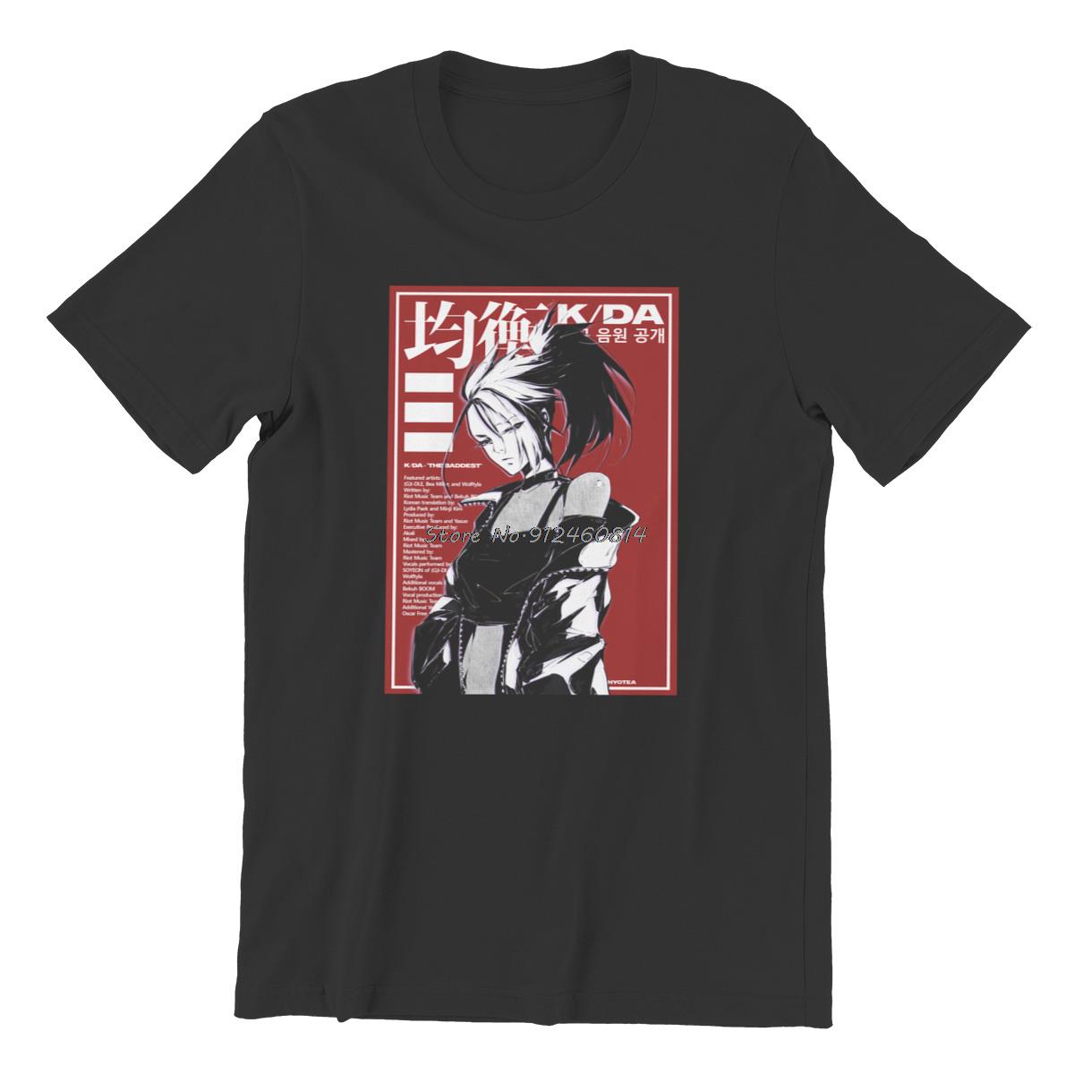 

Men s T-shirt K DA Akali The Baddest Games Black Cute Tshirt Men Cotton O-neck Tshirt Hip Hop Tees Streetwear Harajuku 3XL