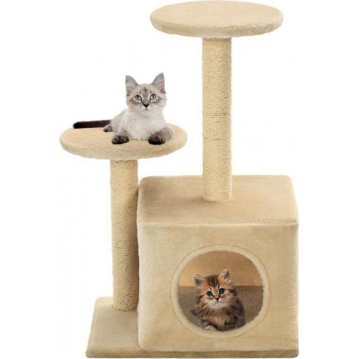 VidaXL Arbre à chat avec griffoir en sisal 60 cm Beige