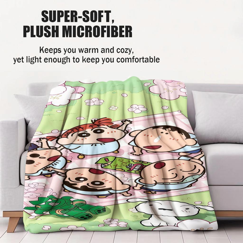 Crayon Shinchan Japanese Kawaii Blanket Soft Comfortable SkinFriendly For Bed Bedroom Dorm Sofa Office Car Lunch Camping Gift