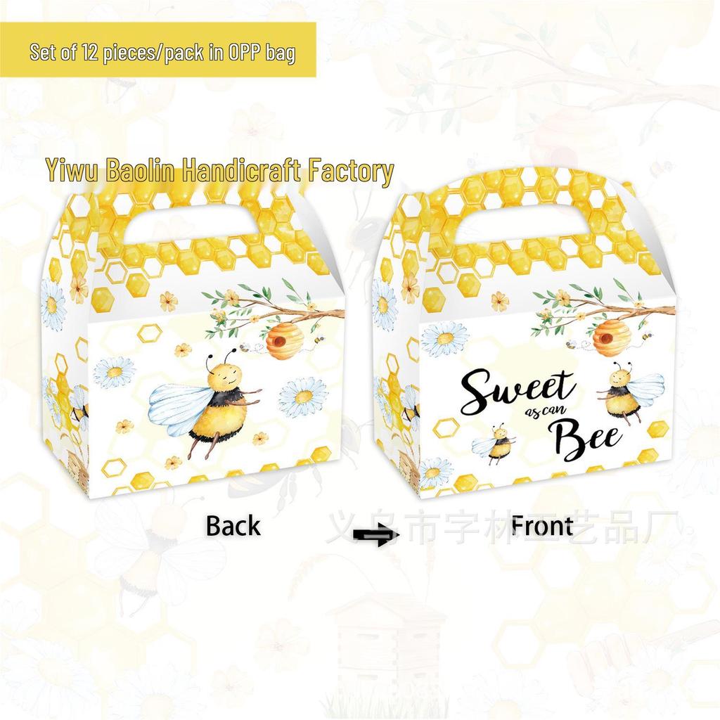 Spring Bee-Themed Birthday Party Disposable Tableware Set: Tablecloth, Napkins, Plates, Decorations.