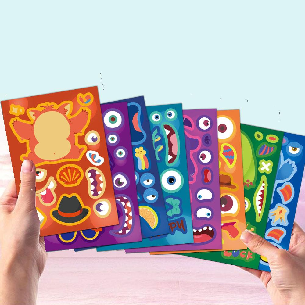 8PCS Little Monster Face Changing Stickers DIY Account Materials Phone Cases Laptops Suitcases Water Cups Waterproof Stickers