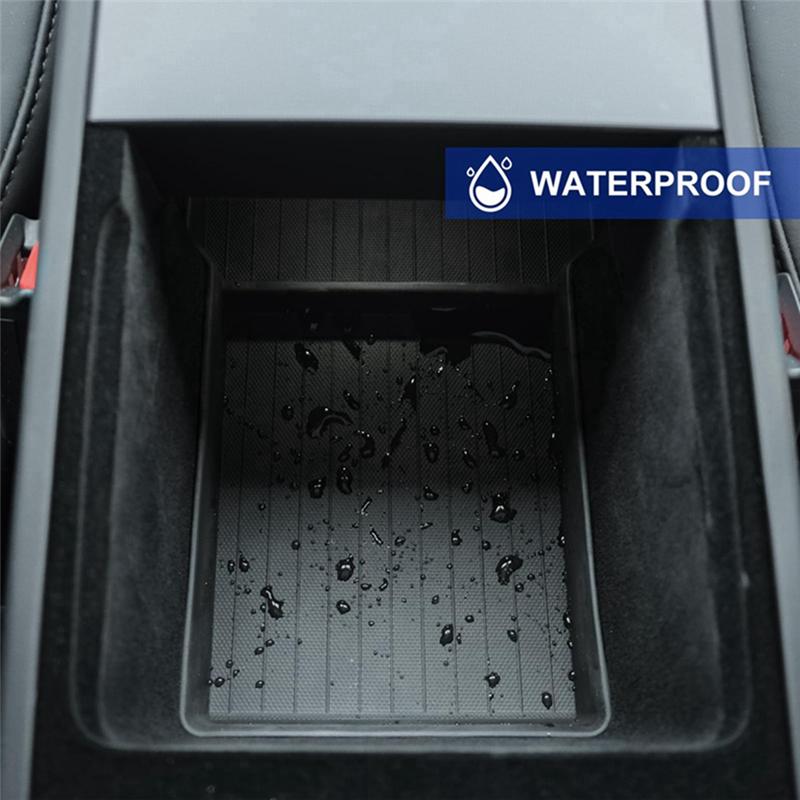 4 Piece Center Console Organizer Lower Bottom Storage Tray Armrest Storage Box Black ABS For Tesla Model 3 Highland 2025