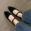 Krazing Pot Sheep Skin Summer Spring Autumn Winter Med Heels Women Round Toe Mary Janes Shallow Pumps