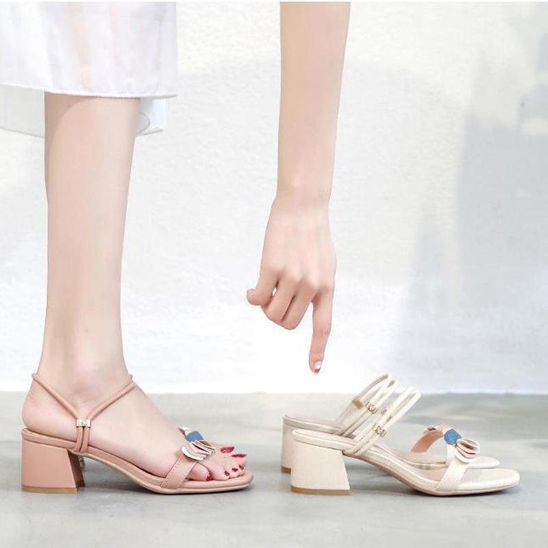 Модные сандалии для женщин на каблуках летние новые 2024 сандалии из натуральной кожи — фото 5