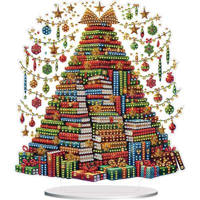 2D Flat Xmas DIY Acrylic Desktop Diamond Art Kits Special Shaped Rhinestone Diamond Art Tabletop Painting Kit Home Office Decor