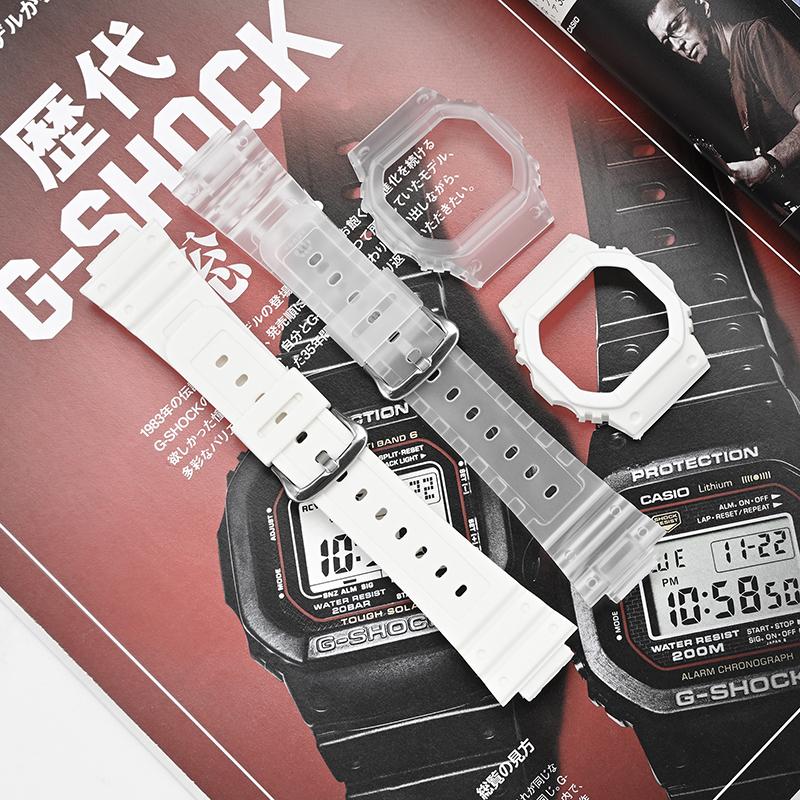 Strap With Case for Casio G-Shock DW-5600 DW-5000 GW-M5610 GLX-5600 Men Women Replacement Rubber Resin Shell Watch Band Bracelet
