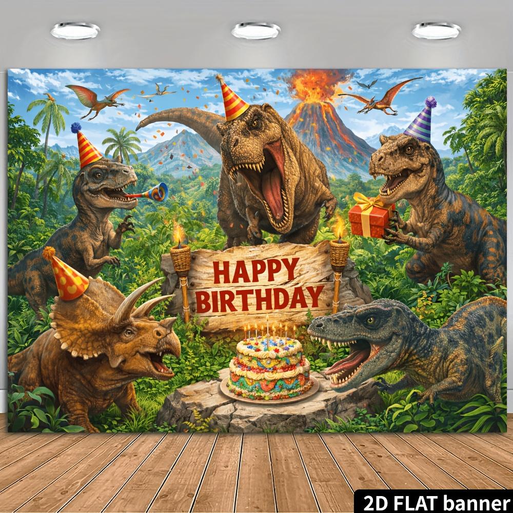 2D plane, 1-piece dinosaur party birthday backdrop, suitable for birthday parties, theme activities, and wall decoration
