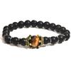 Men's Frosted Tiger Eye Stone Crown Bracelet – Fashionable European & American Beaded Jewelry