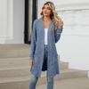 Autumn and Winter Women's Long Solid Colour Long Sleeve Loose Pocket Cardigan Jacket