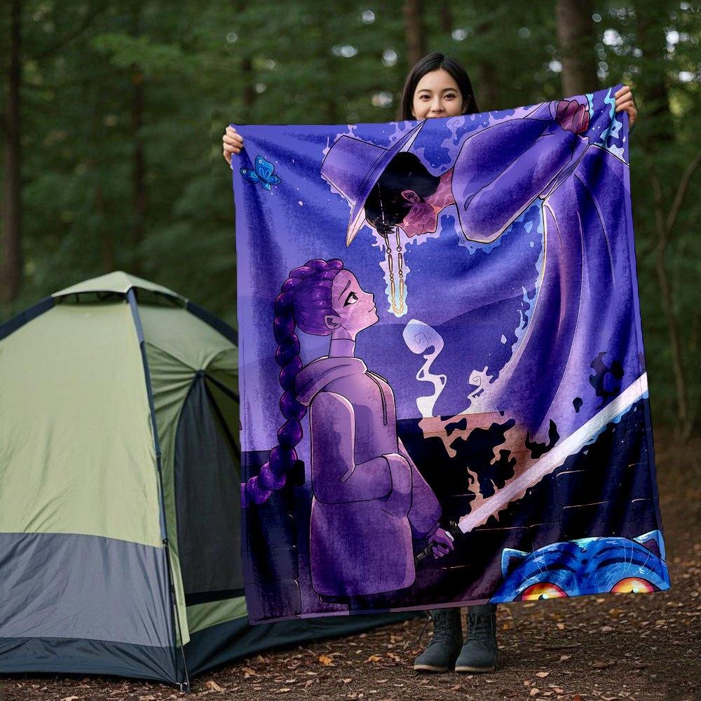 "Fantasy Purple Mage Sword Art Print"Blanket Lightweight Flannel Throw Blanket for Sofa, Bed, Travel, Camping, Livingroom, Office, Couch, Ch