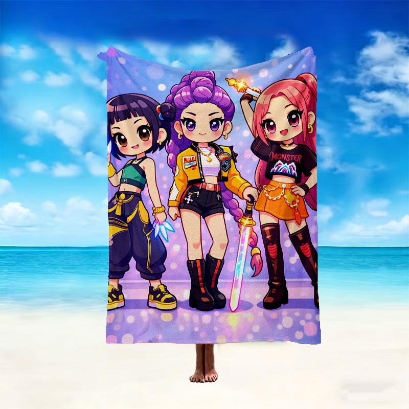 Soft Kpop Demon Hunters Blanket Perfect for Snuggling Up on the Sofa, Ideal for Cozying Up in the Bedroom