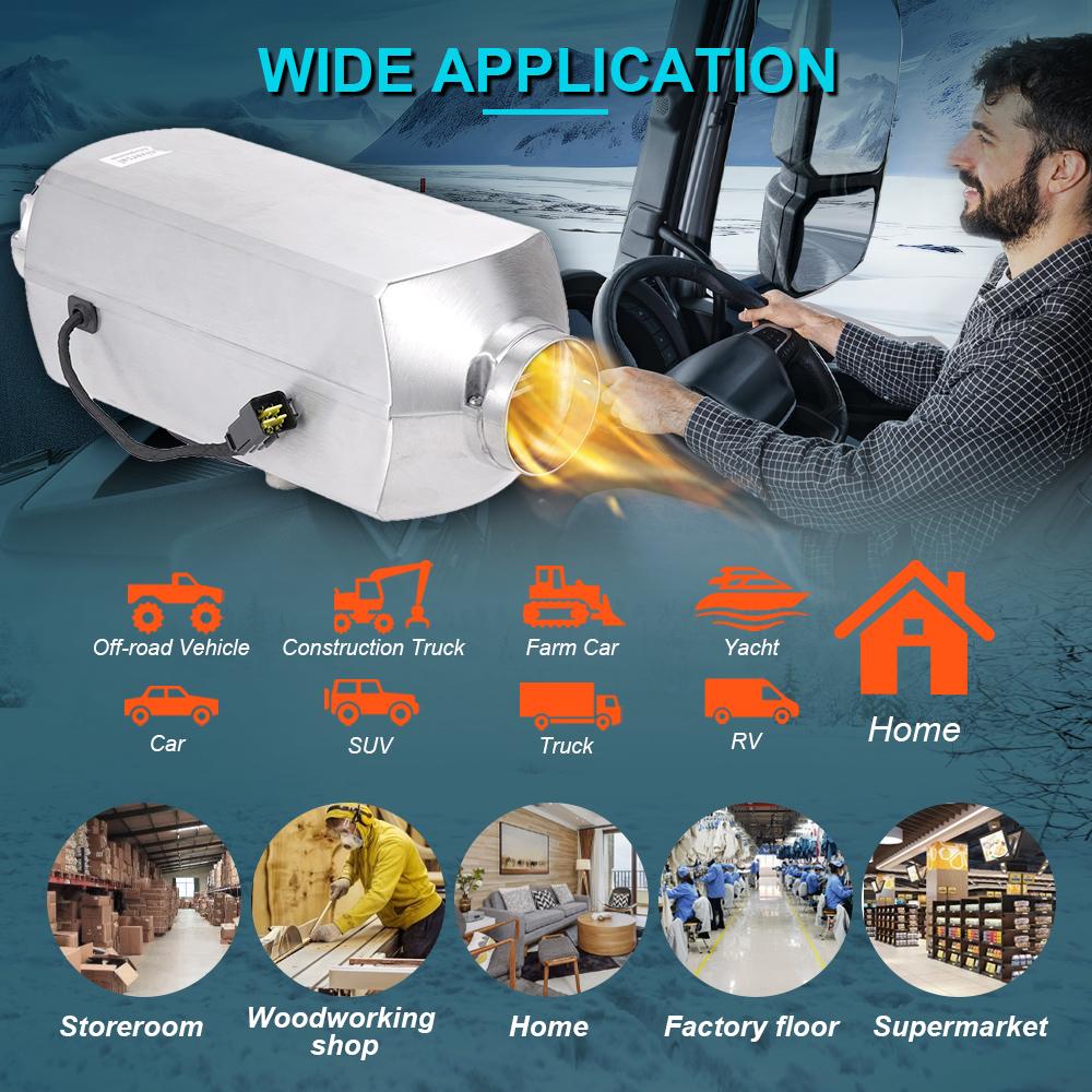 2-8KW 12V&24V Split Machine Bluetooth Parking Heater Remote Control Altitude Adjustment Air Heater for RV Trailer Camper Van