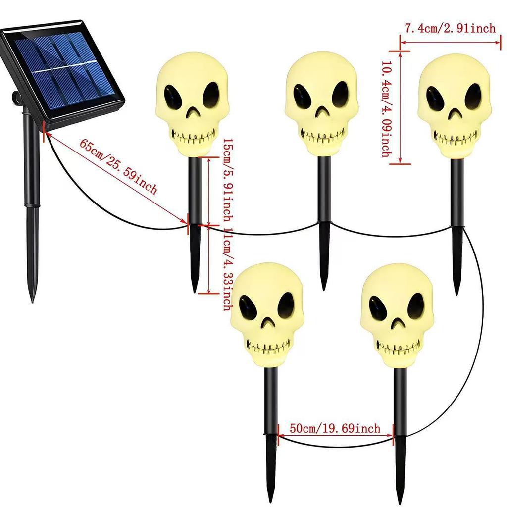 Solar-Powered Halloween Pumpkin Skeleton Ground Lights - Waterproof Outdoor Garden Decor