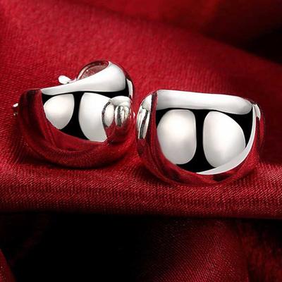 925 Sterling Silver Half Round Earrings For Women Fashion Jewelry Ear Buckle Top Quality