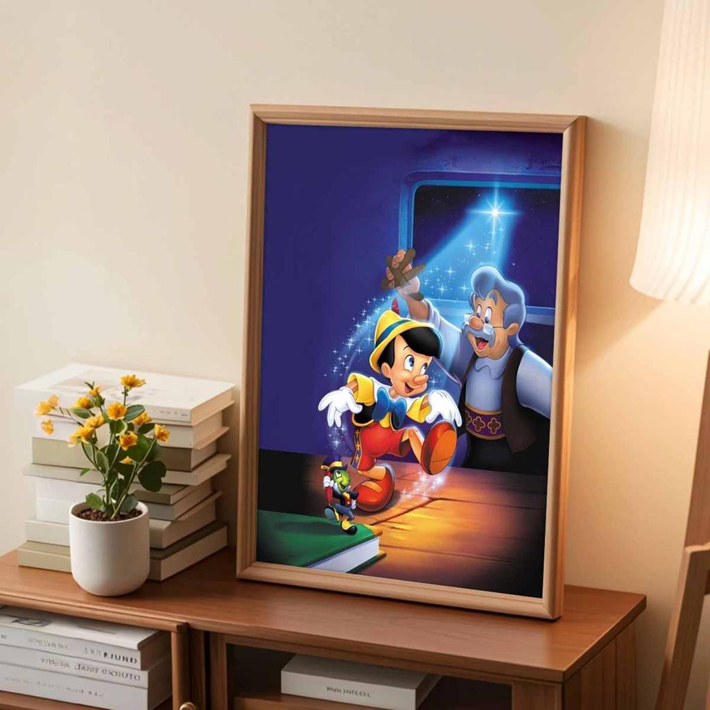 5D Diy Diamond Painting Pinocchio and His Grandfather Full Drill Rhinestones Mosaic Embroidery Handmade Products Home Decor Gift