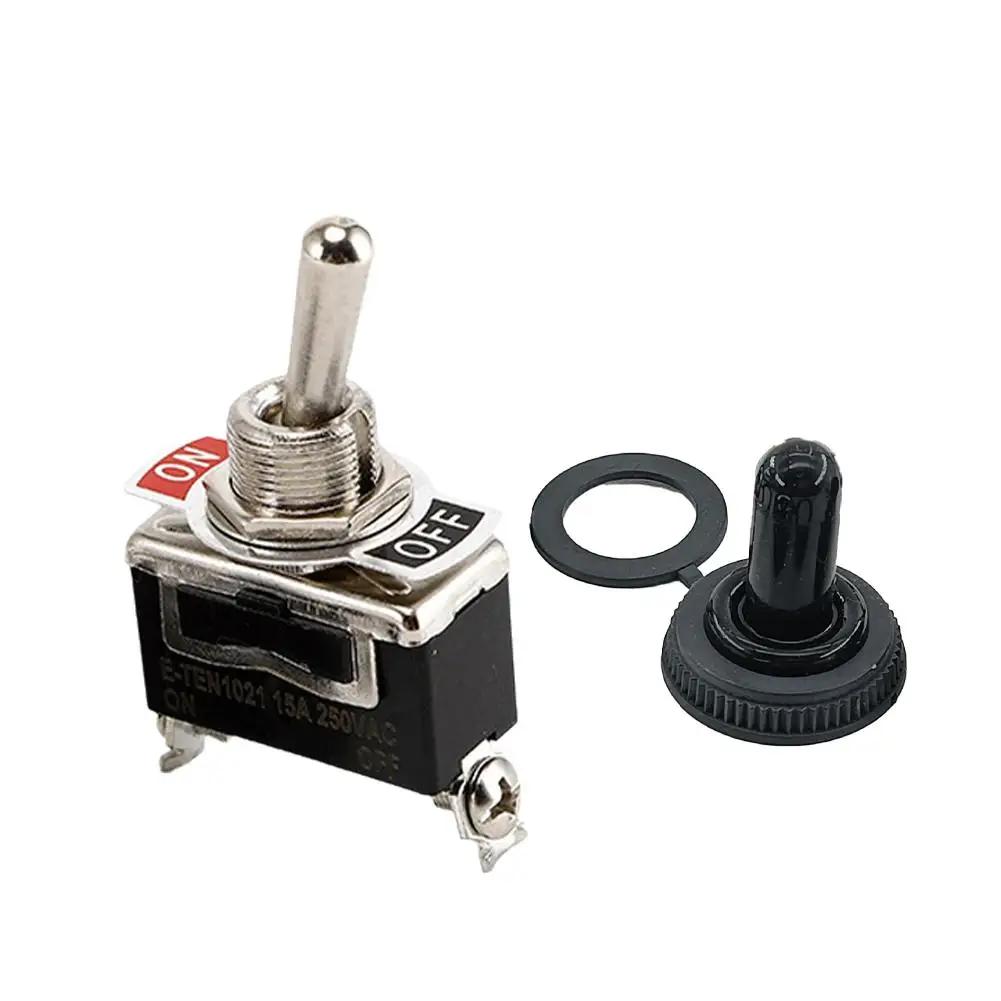 12MM Toggle Switch E-TEN1021 Swing Arm Toggle Switch 2/3 Heavy Pin, ON/OFF Duty Switch Toggle Rocker Cover 6-pin Cap SPST 4 N4J9