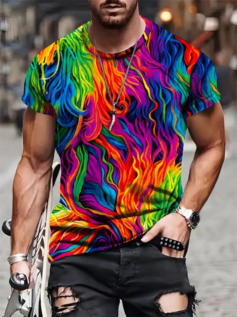 T-shirt Homme Tops d'Été T-shirts Graphiques Colorés T-shirt à Manches Courtes Col Rond Vêtements Streetwear Harajuku Vêtements Homme Imprimés 3D