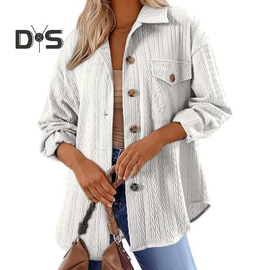 

Женская рубашка с лацканами, длинным рукавом, карманом-клапаном, однобортная однотонная рубашка с перекрученной текстурой, свободная рубашка, куртка XL белый