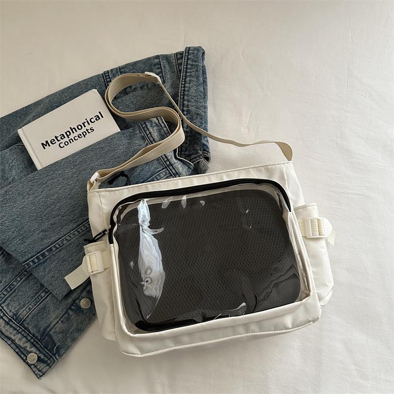 

Мягкая сумка через плечо для девочек в студенческом стиле, двухмерная, простая, с расширенным чувством боли, прозрачная, вместительная сумка-мессенджер белый