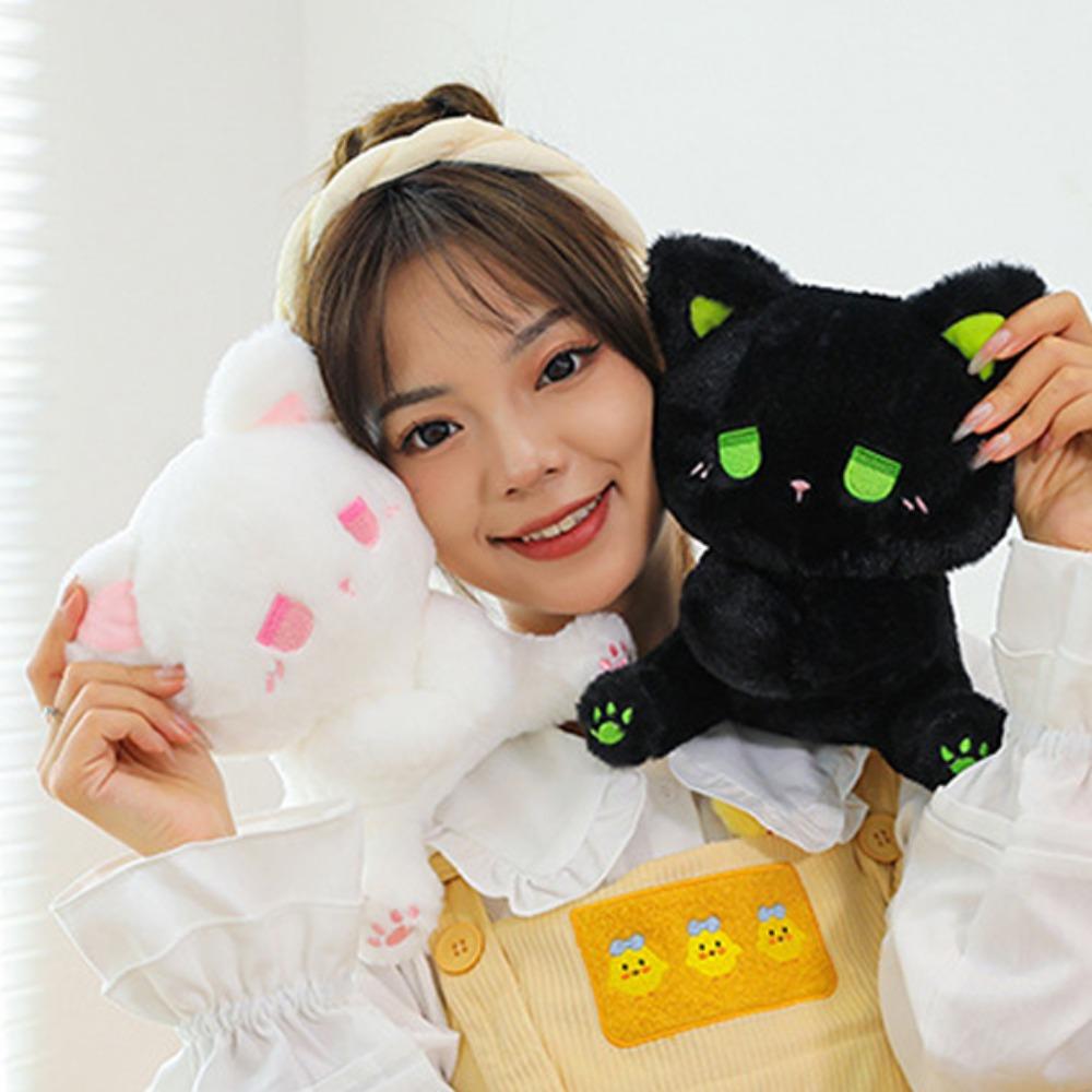 Comfortable Plush Bear Doll Toy Emo Bear Stuffed Animal Doll Black Cat Plush Toy Couple