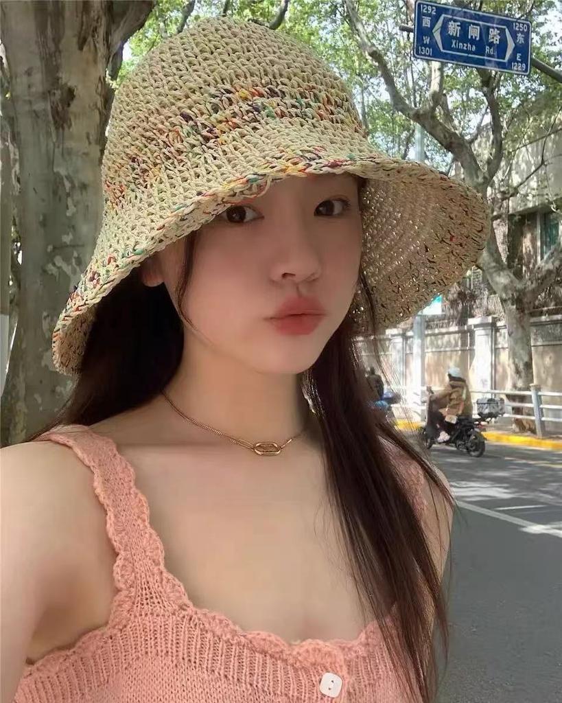 Lace Big-brimmed Straw Hat Bow Hat Women's New Summer Sunscreen Straw Hat Seaside Vacation Sun Hat