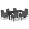 Exclusive House - Garden Dining Set Cushions 7pcs Woven Resin Grey