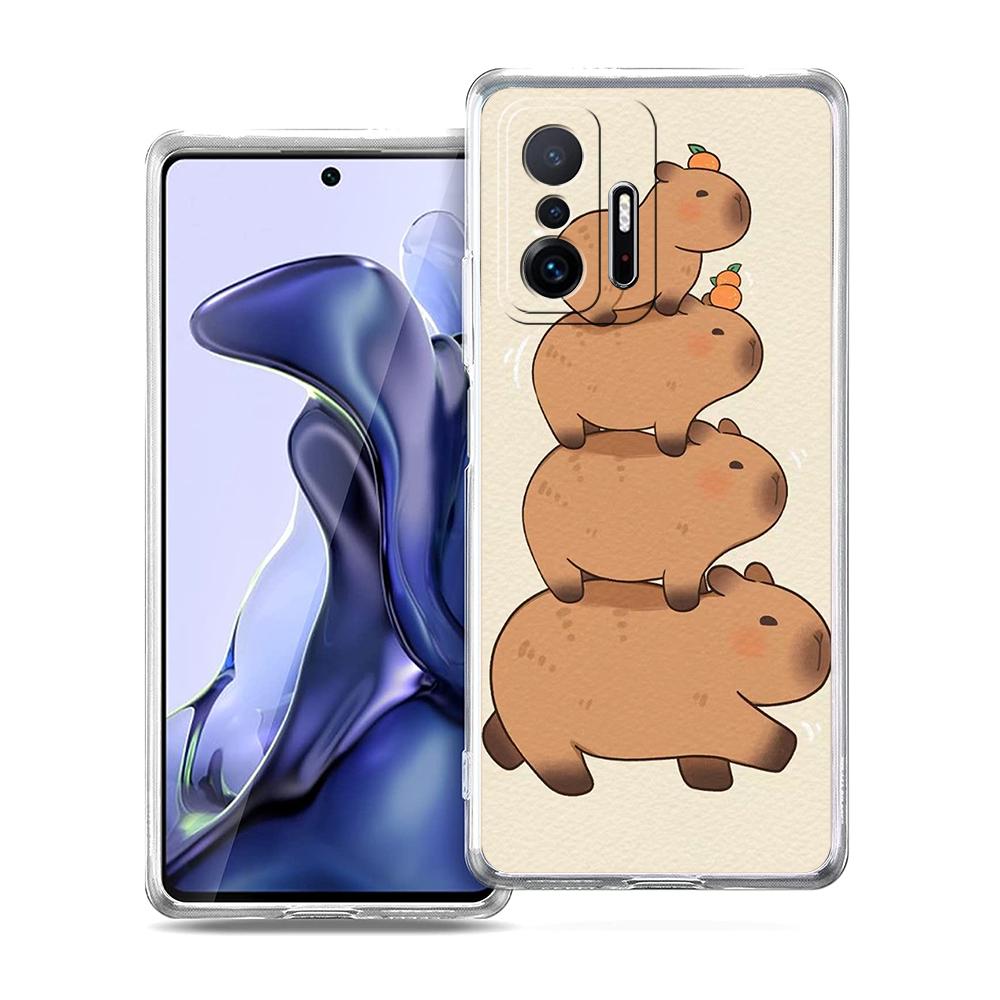 Cartoon Capybara Phone Case for Xiaomi Mi Poco F3 X3 X4 GT NFC M3 M4 11 Ultra 12 11X 11i Pro Lite 5G Soft Transparent Cover Bags