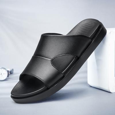 Mans Slippers Leather Men's Summer Shoes Casual Beach Slipper Outdoor Male Home Flip Flops Soft Breathable Shoes Mules Sandals