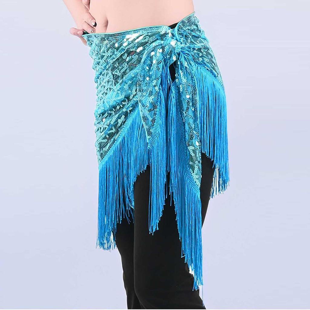 Women's High Waisted Sexy Sequined Half Skirt Waist Accessories Sequined Belly Dance Waist Scarf
