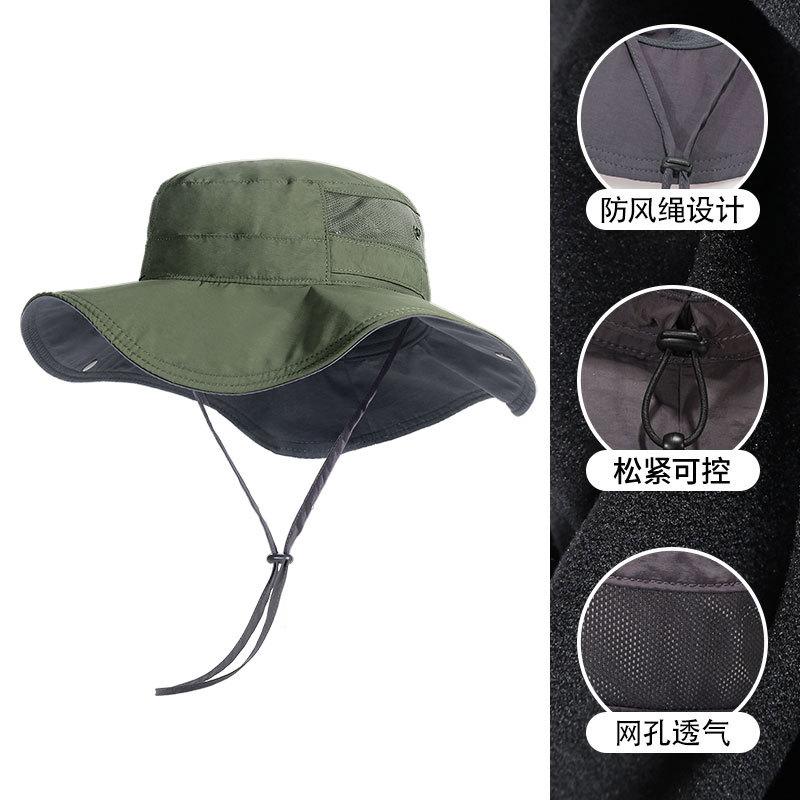 Spring and summer mountaineering cap quick-drying breathable anti-ultraviolet big eaves sunshade bucket hat men's foldable sunscreen cap