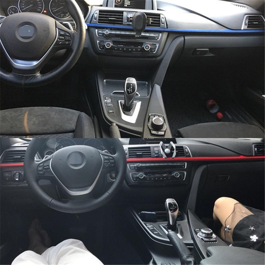 For BMW 3 Series F30 F31 Interior Decal Trim Stickers Glossy Carbon Fiber Style